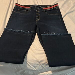 Veronica Beard Black Skinny Jeans with Red Stripe
